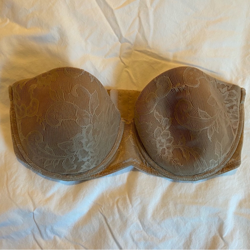 Nude Lace Strapless Natori Underwire Bra, 32 D